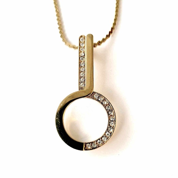 💞💗 SARAH COVENTRY Vintage Gold Toned Key Shaped Necklace With Gemstone Accents - Picture 6 of 10